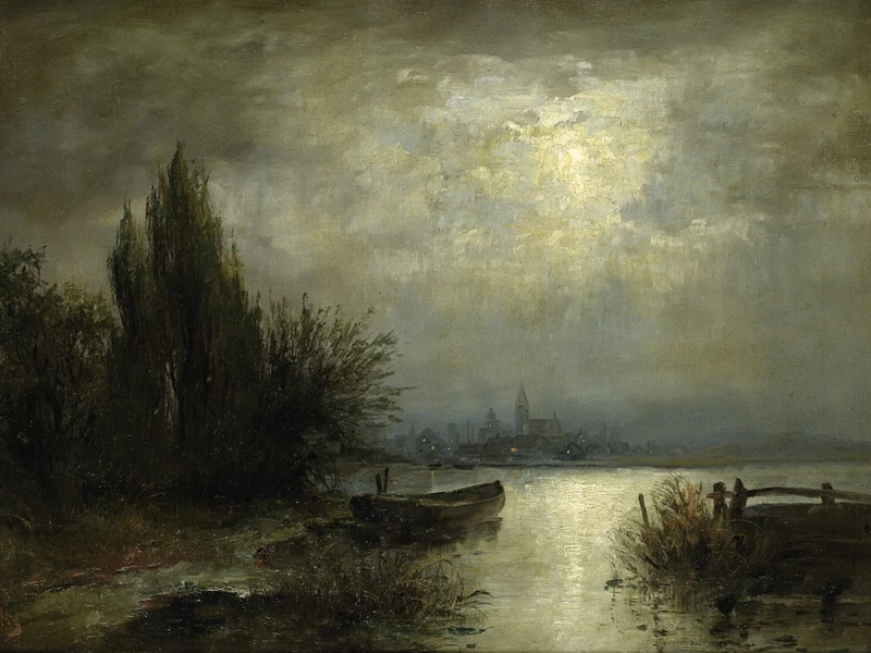 1834-Louis Douzette - Mondnacht